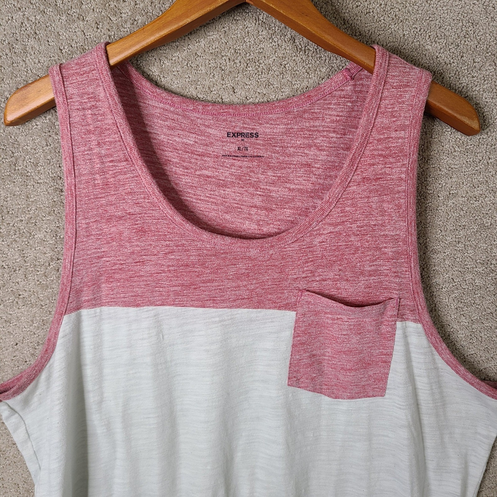 Express Shirt Mens XL Red White Gray Tank Top Colorblock Heather Cotton Blend gallery