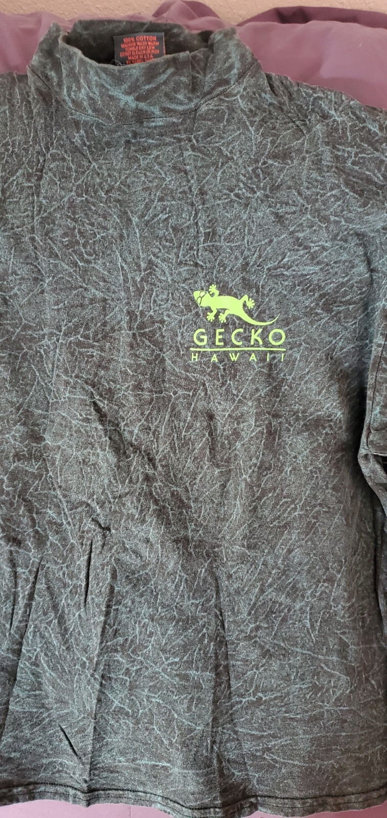 Gecko Hawaii 1980s Long sleeve Mock Neck Size L Gecko Surfing Green Multicolor gallery