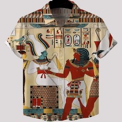 Mens Button Down Brown Teal Tribal Fish Mai-Tai Hawaiian Top Summer Shirt
