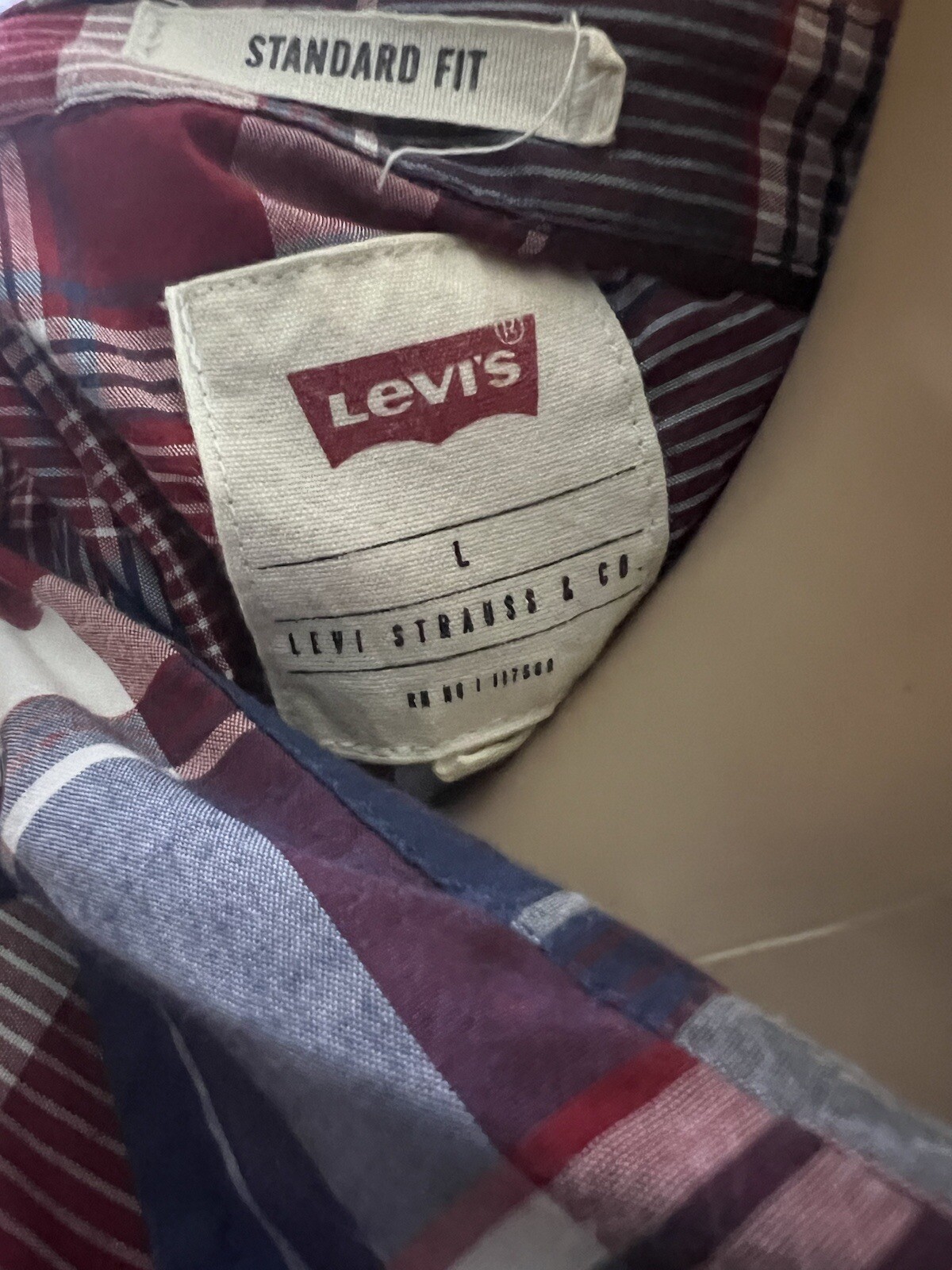 Levi Strauss Button Up Studded Plaid Short Sleeve Western Shirt Size L gallery