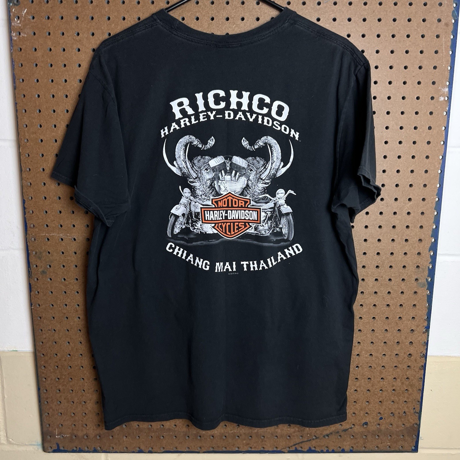 Harley Davidson Shirt Mens XL Black Motorcycle Biker Thailand Foreign Vintage gallery
