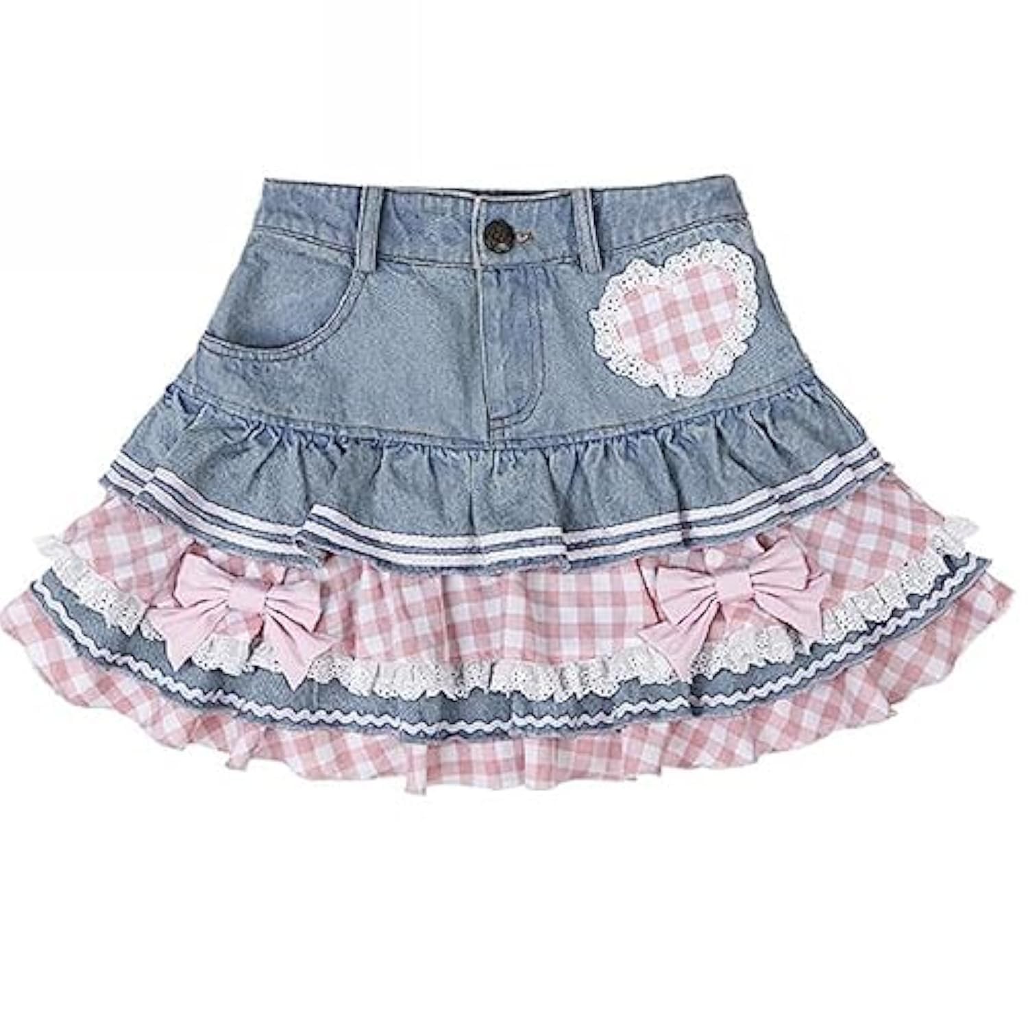 Preppy Lolita Skirt High Waist Denim Mini Y2K Cute Ball Gown – Sweet Fashion