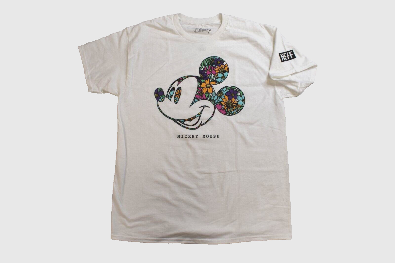 Neff x Disney Mens Mickey Mouse Tropical Fill Outline White Shirt New S, L, XL