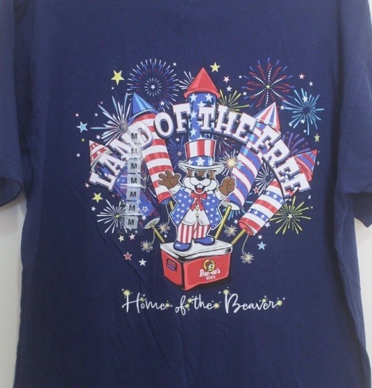 Bucee's Navy Land of The Free Home of The Beaver T-Shirt Size Medium New W/Tags gallery