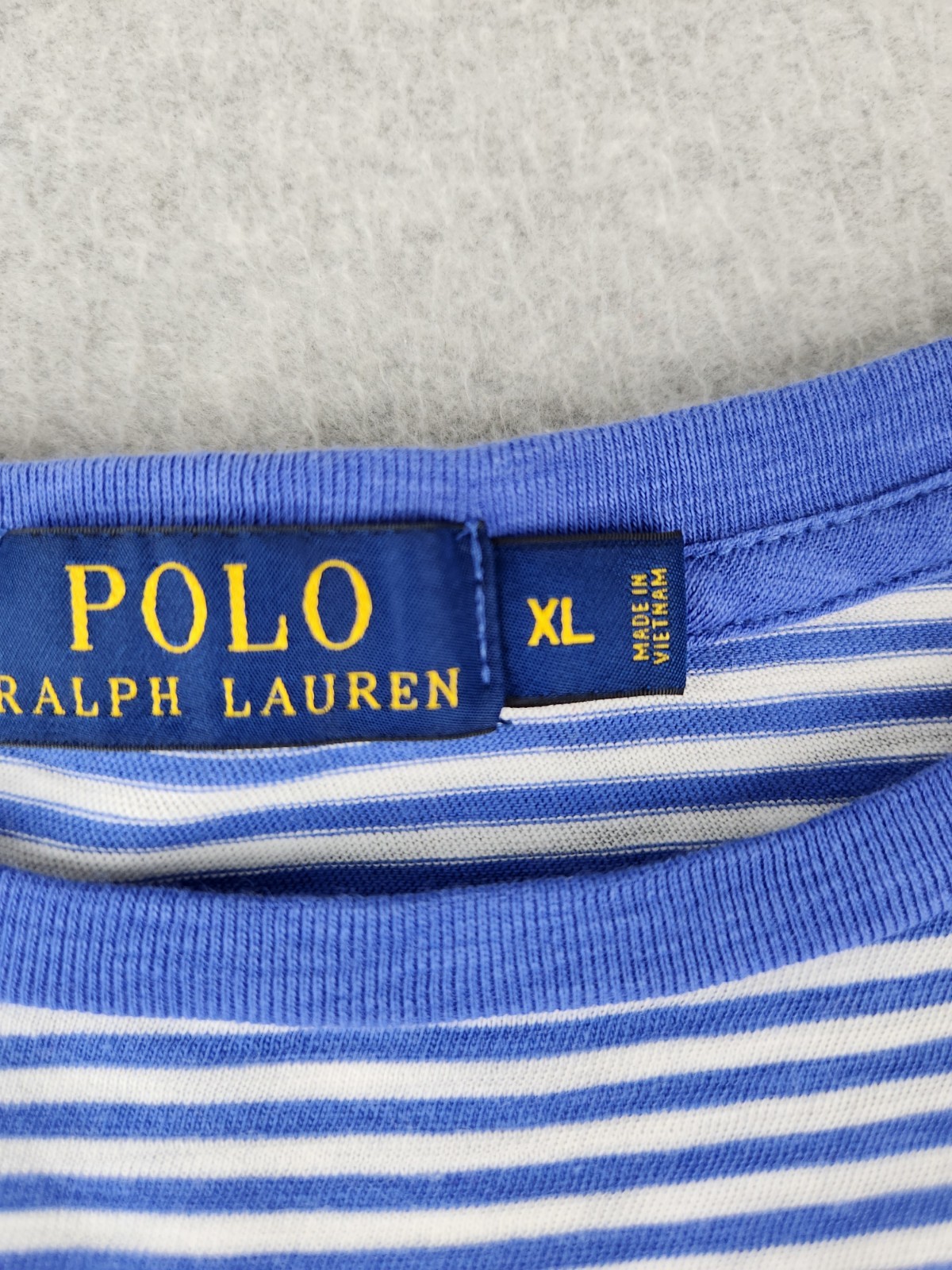 Polo Ralph Lauren Shirt Mens XL Periwinkle Blue Stripes Classic Ringer Tee gallery