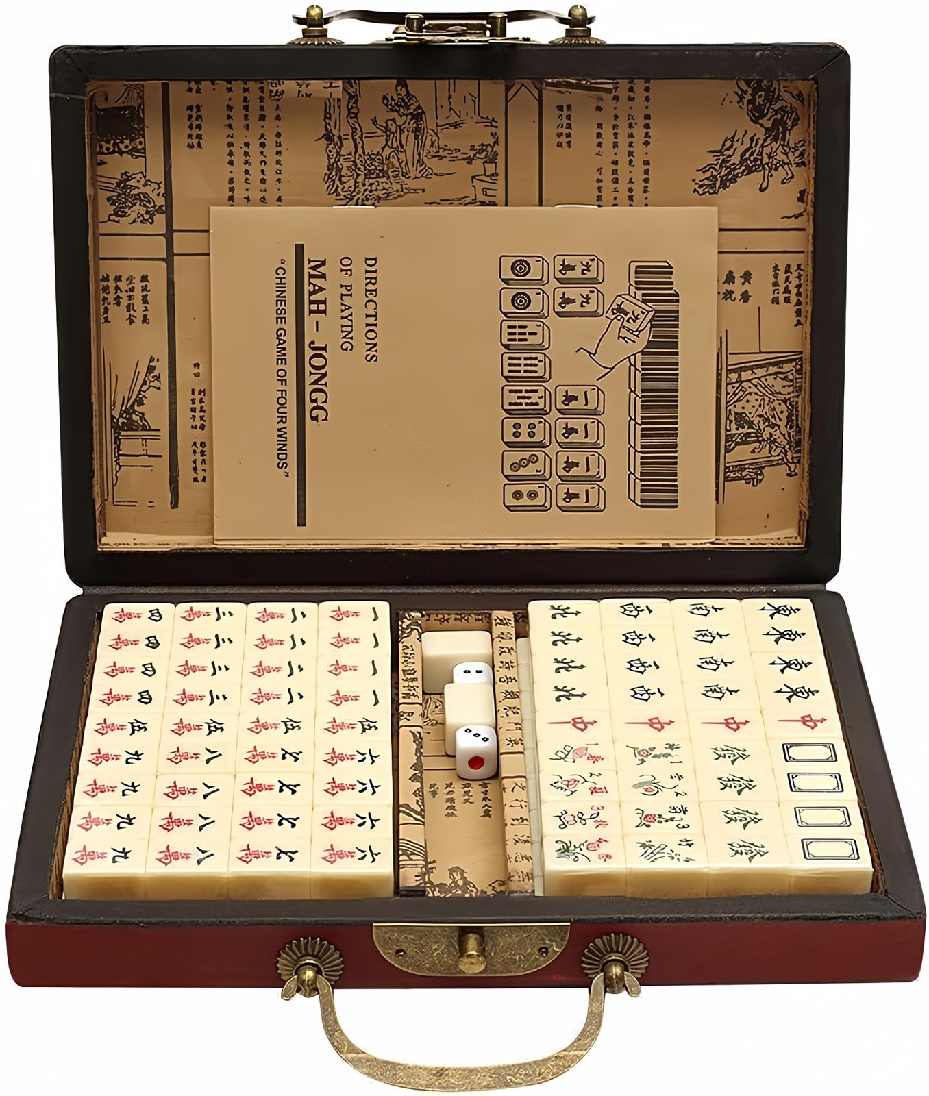 Chinese Mahjong Set, Traditional Majong Sets Chinese with 146PCS 0.87 x 0.59 x 0