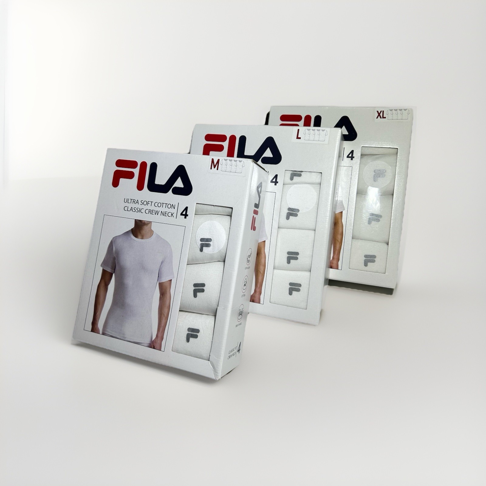 New FILA Men 4 Pack Cotton Crew Neck T-Shirts Ultra Soft Classic Tee Size M L XL gallery