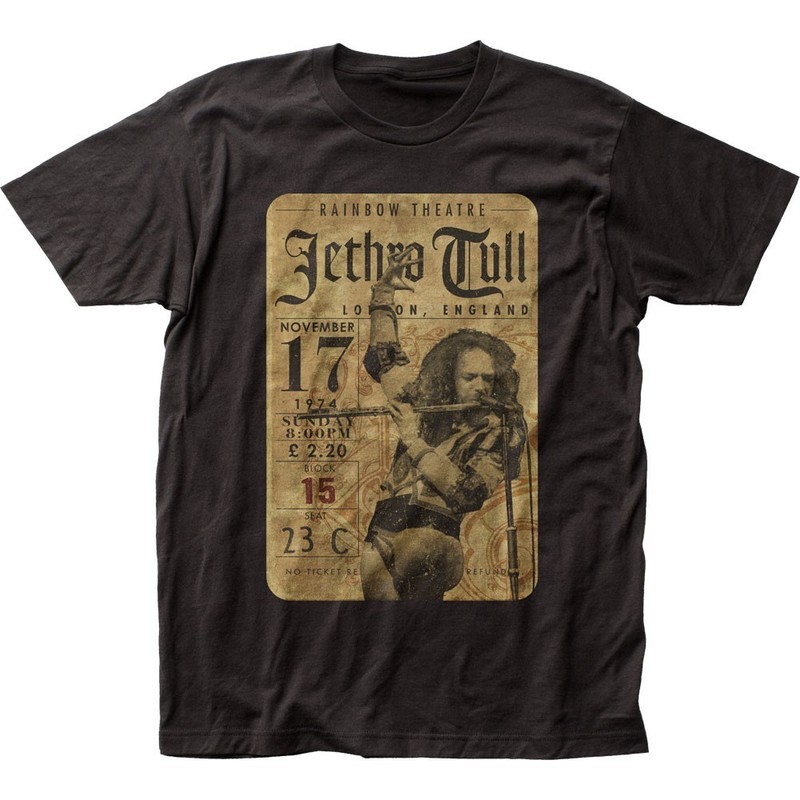 Jethro Tull Concert Ticket Mens T Shirt Music Classic Rock Band Tee New Black