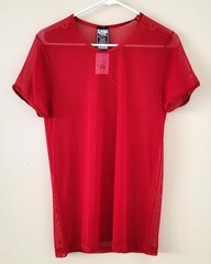 Knobs Men’s Medium Red Sheer Mesh T-Shirt Stretch Clubwear