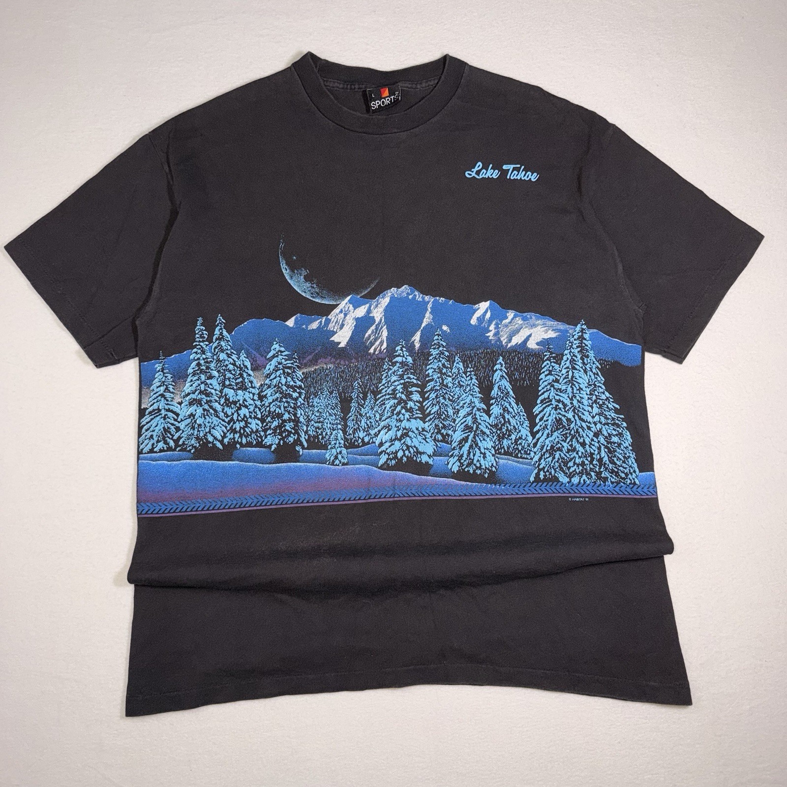 Vintage 1991 Lake Tahoe Habitat Nature Scenic All Over Print T Shirt Size L