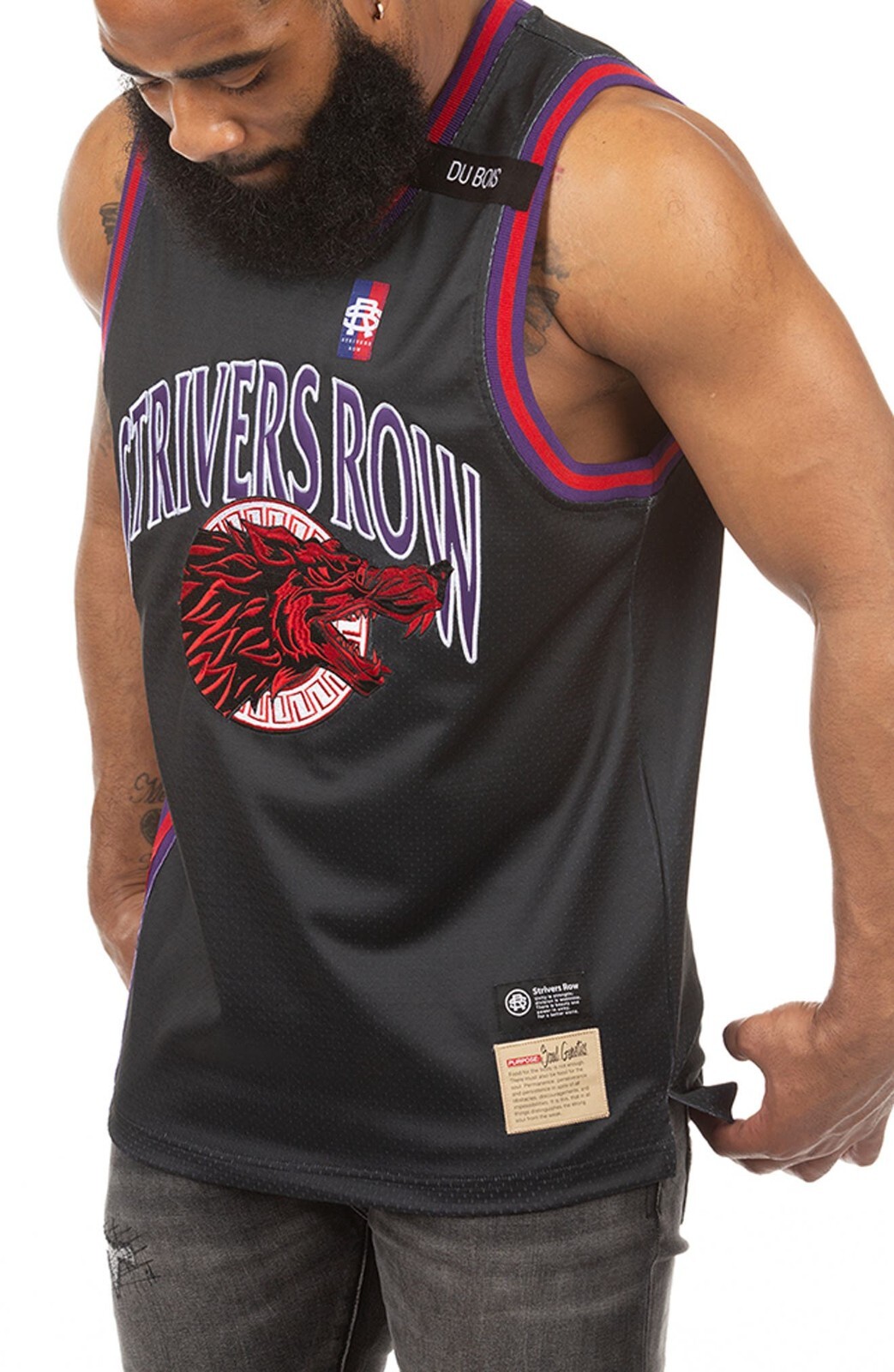Strivers Row Jersey L Men's Red Black Purple Limited Premium Tank Top Wolf NWT gallery