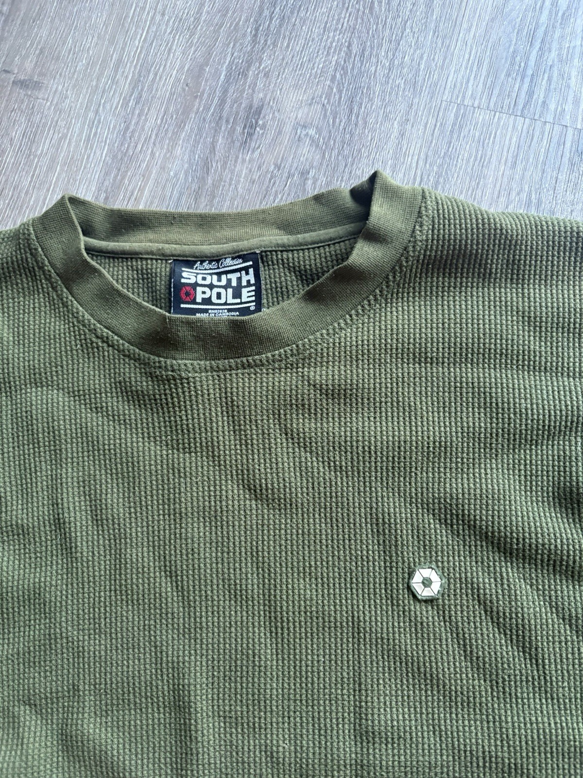 South Pole Green Waffle Weave Pullover Thermal Knit Long Sleeve Size XL gallery