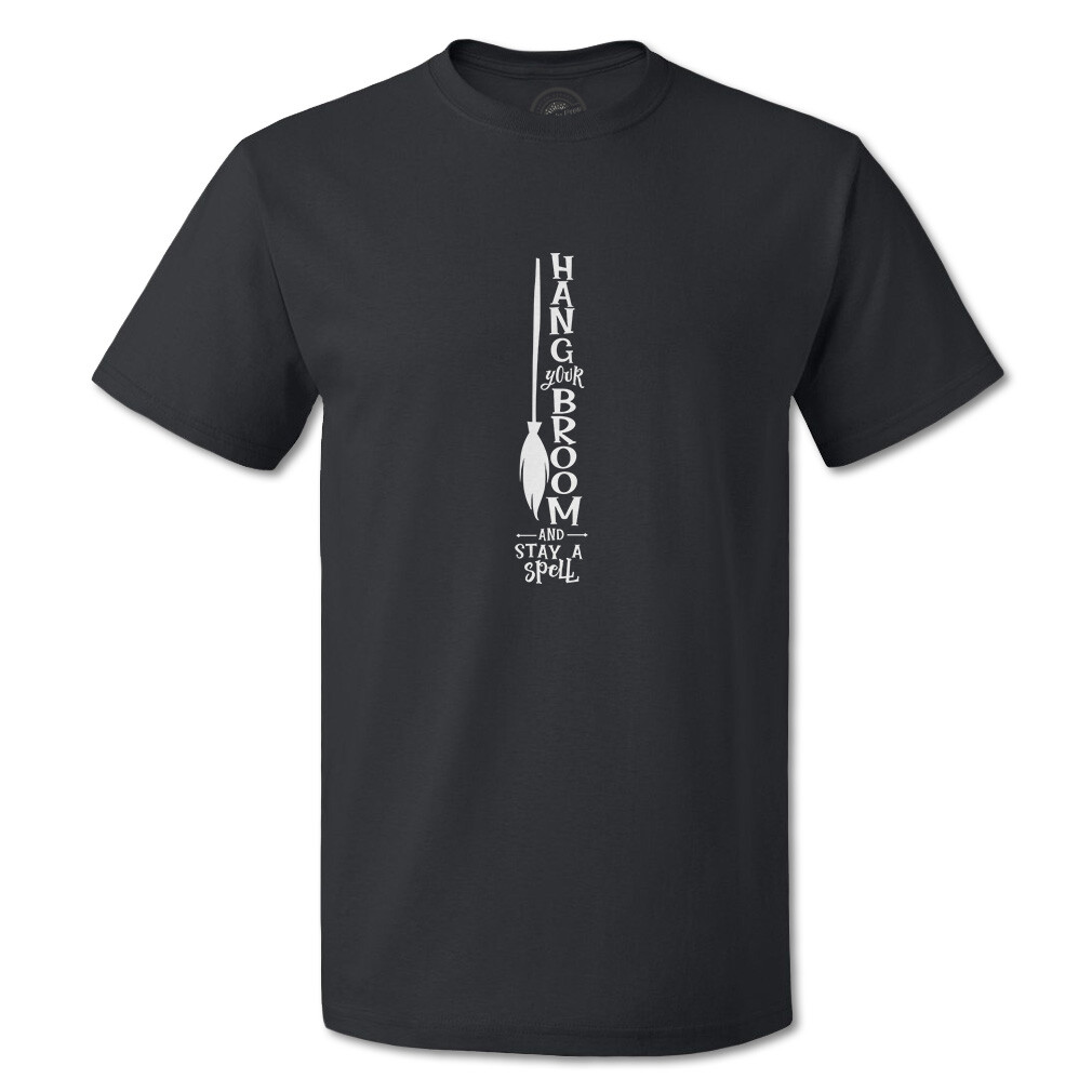 Funny Graphic T Shirts Hang Your Broom and Stay A Spell Cotton Nightmare Top gallery