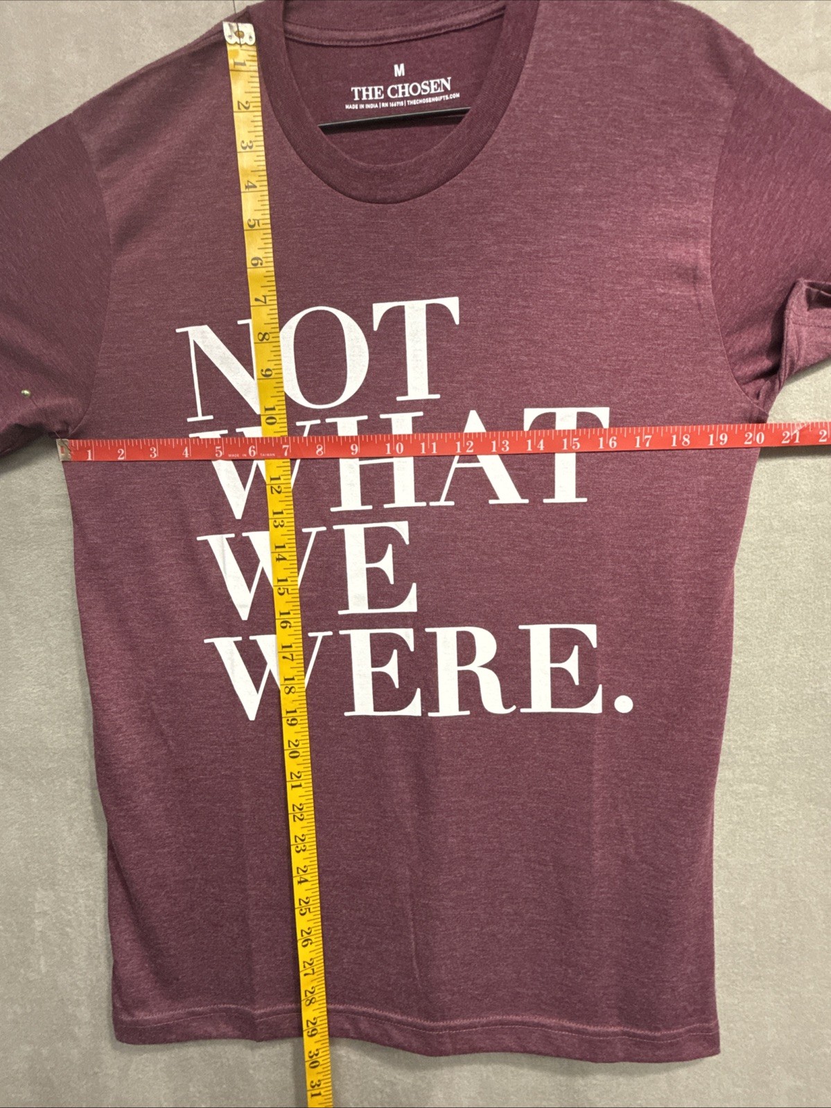 The Chosen New Made In India Plum “NOT WHAT WE WERE.” T-Shirt-Back Logo-Size Med gallery