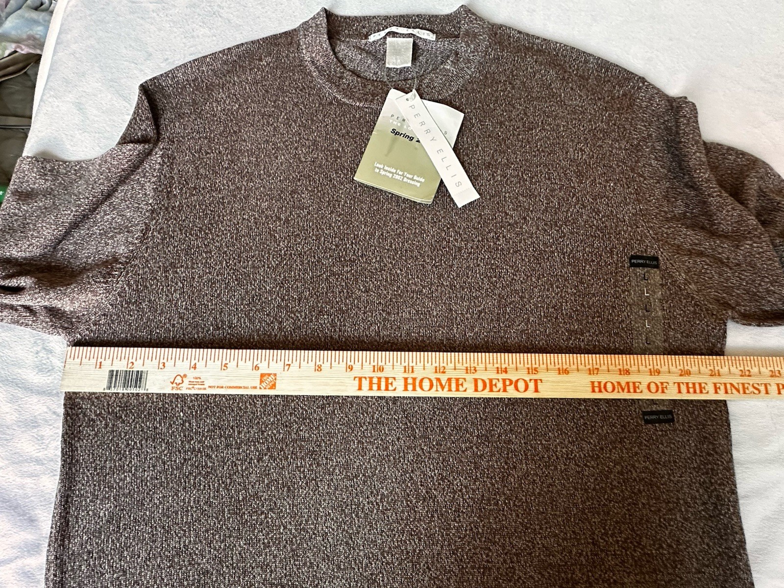 Vintage NWT Perry Ellis Brown 80% Silk Short Sleeve Shirt - Men’s Large gallery