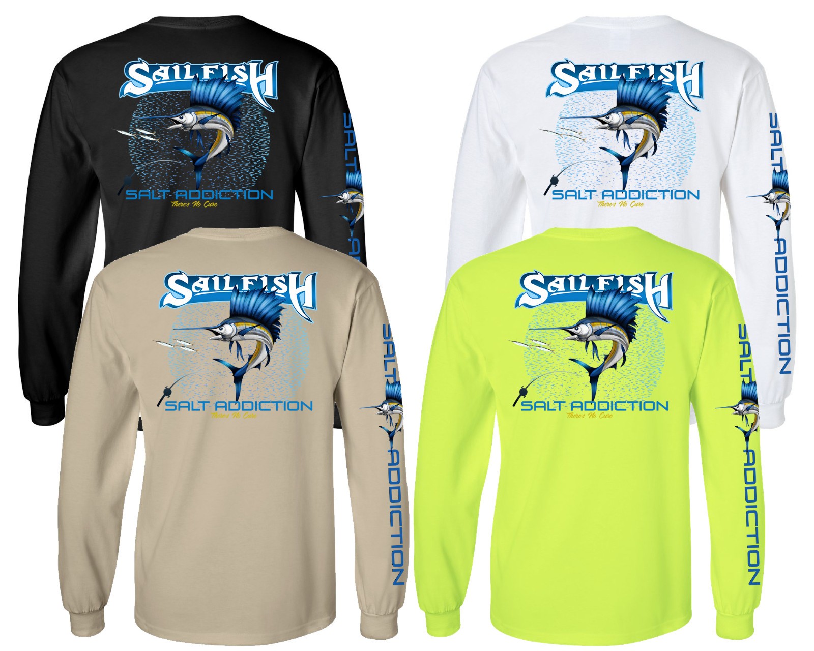 Salt Addiction Deep Sea Offshore Sailfish Fishing Long Sleeve T Shirt Cotton gallery