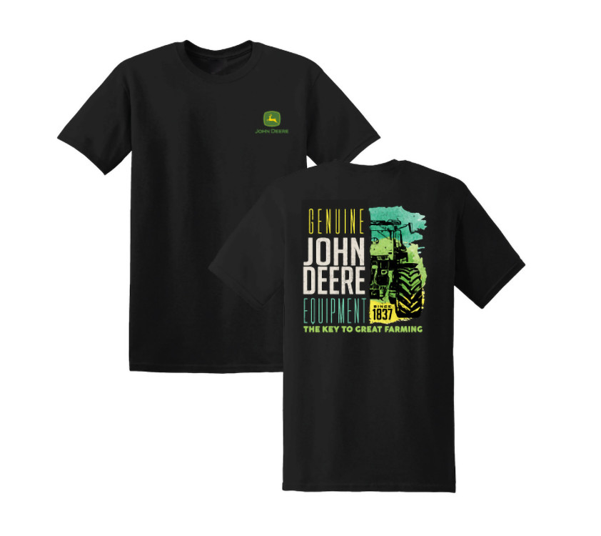 John Deere Fanatics Men's Black T-Shirt Key to Great Farming 100% Cotton gallery