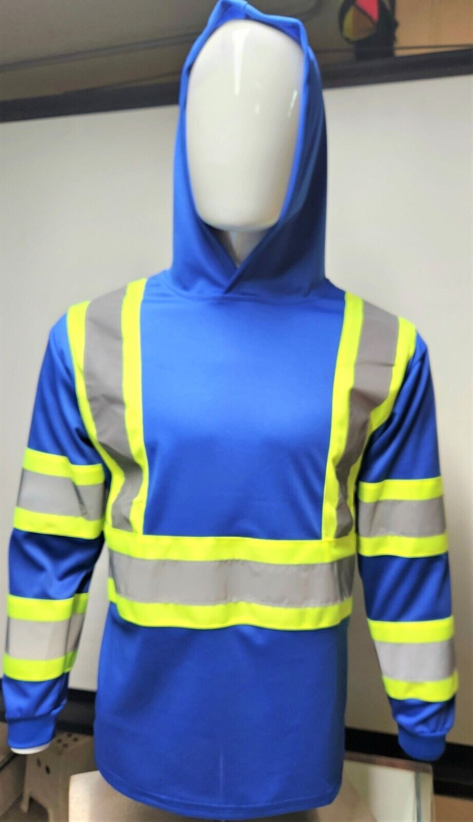 Hoodie Blue High Visibility Safety Shirt With Reflective Stripes gallery