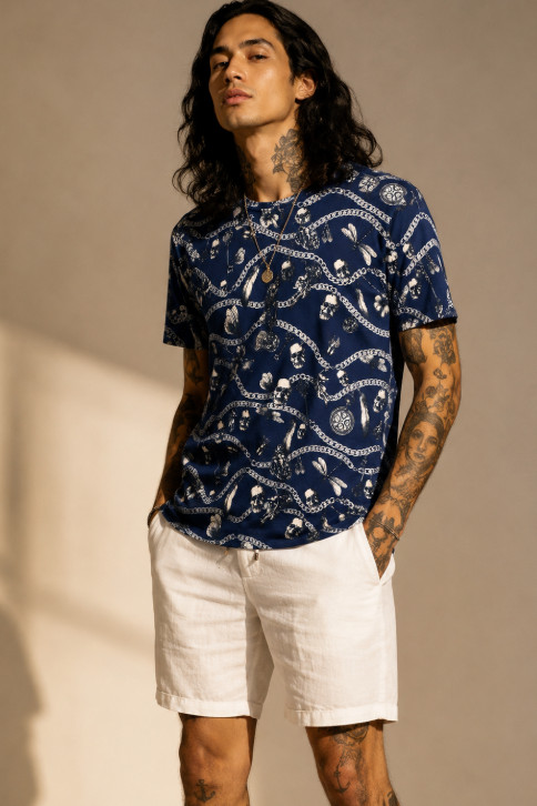 New ALEXANDER MCQUEEN Italy Blue Skull Print Short Sleeve Crewneck T-Shirt Sz S gallery
