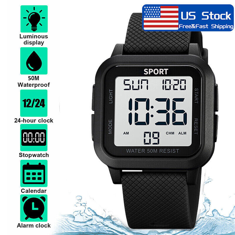 Waterproof Digital Sports Watch Men Military Tactical LED Backlight Wristwatch