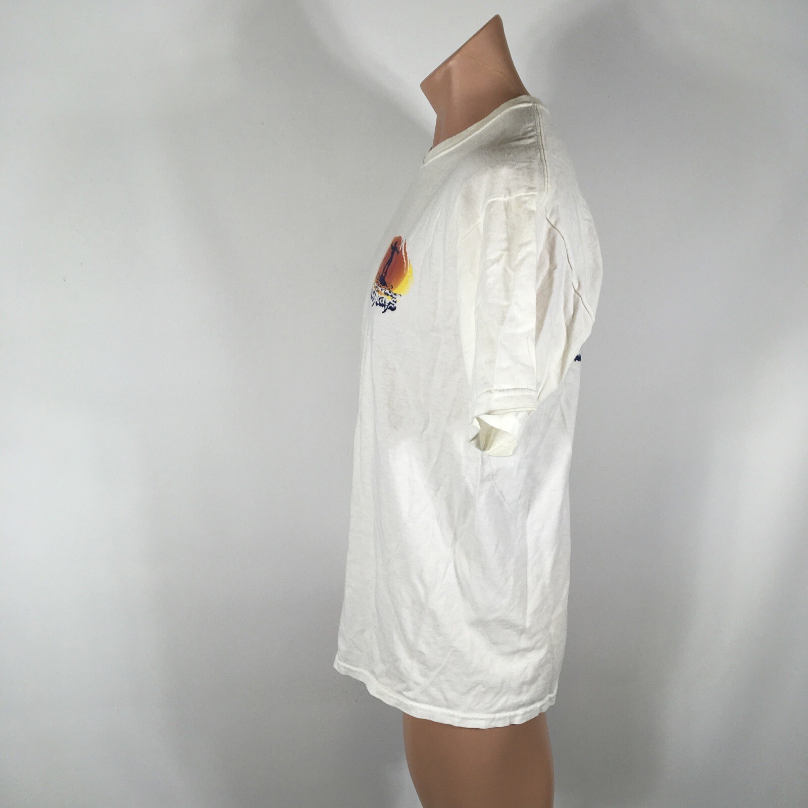 Beach Rays Floral Surfer Beach USA White Vintage 90s T-shirt Large Neon Hawaii gallery