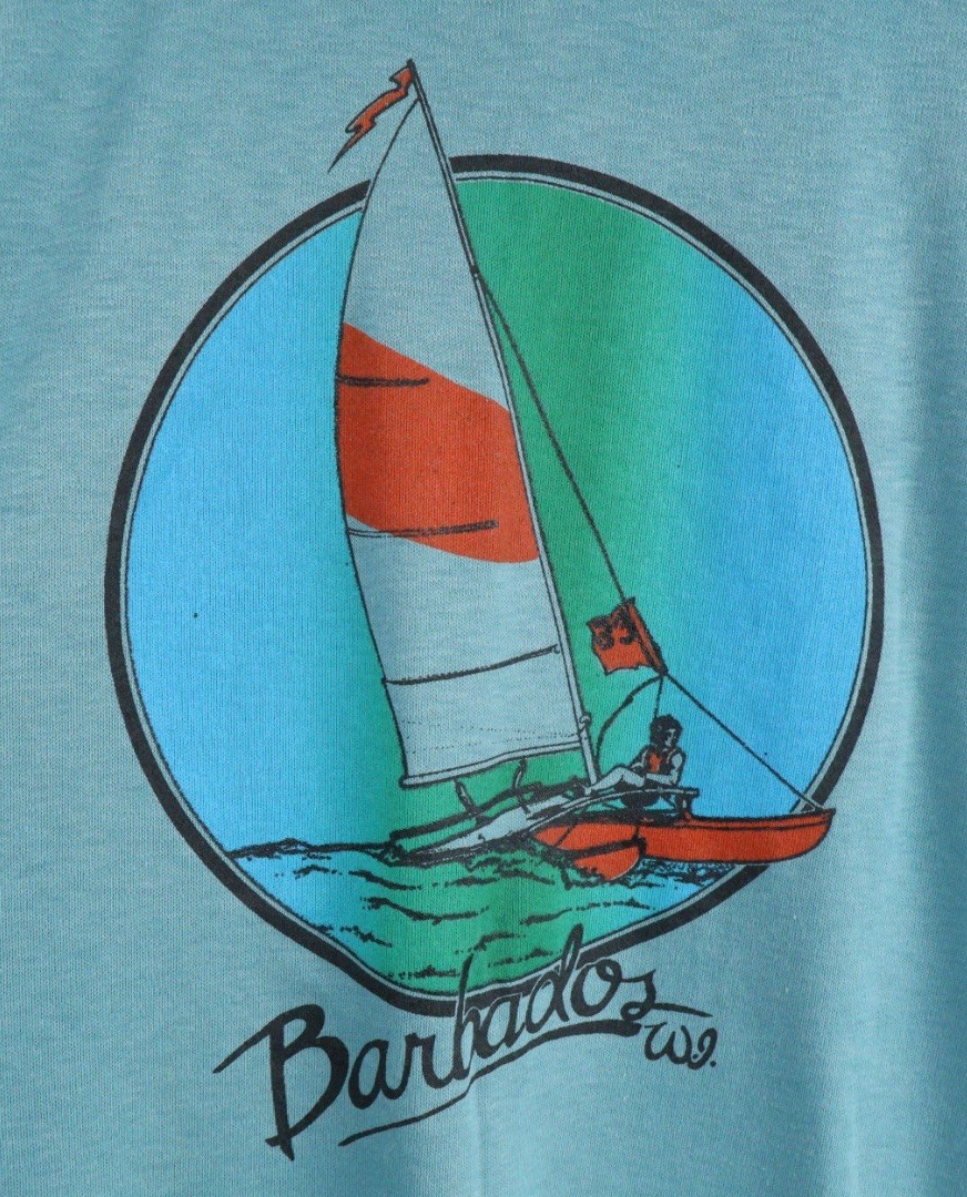 VTG Barbados Sailing Nautical Travel Souvenir S.S. Retro Graphic Teen Sz Medium gallery