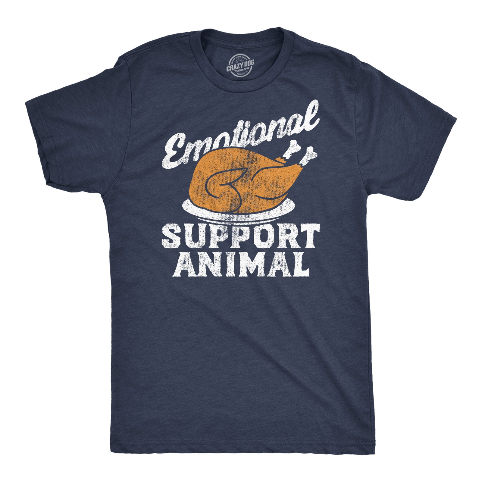 Mens Funny T Shirts Emotional Support Animal Turkey Sarcastic Thanksgiving