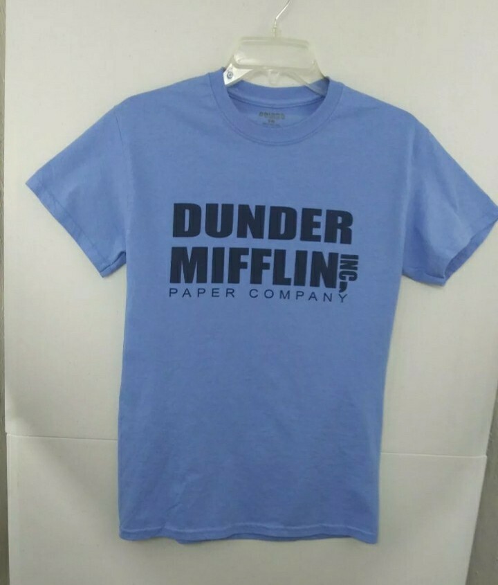 DUNDER MIFFLIN THE OFFICE Light Blue T Shirt Men’s Small NEW in pack light blue
