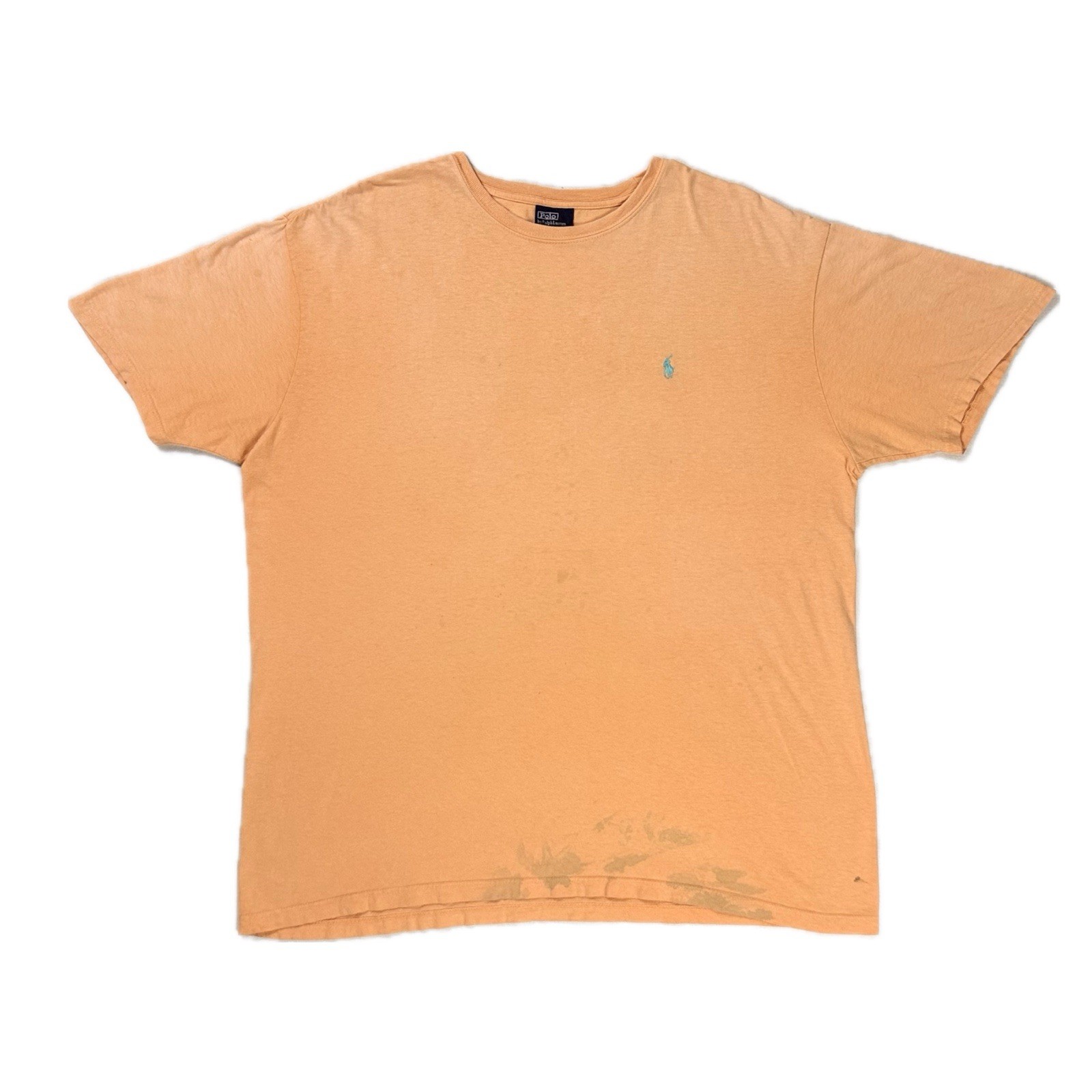 Vintage 90s Polo Ralph Lauren orange teal pony single stitch t shirt men large