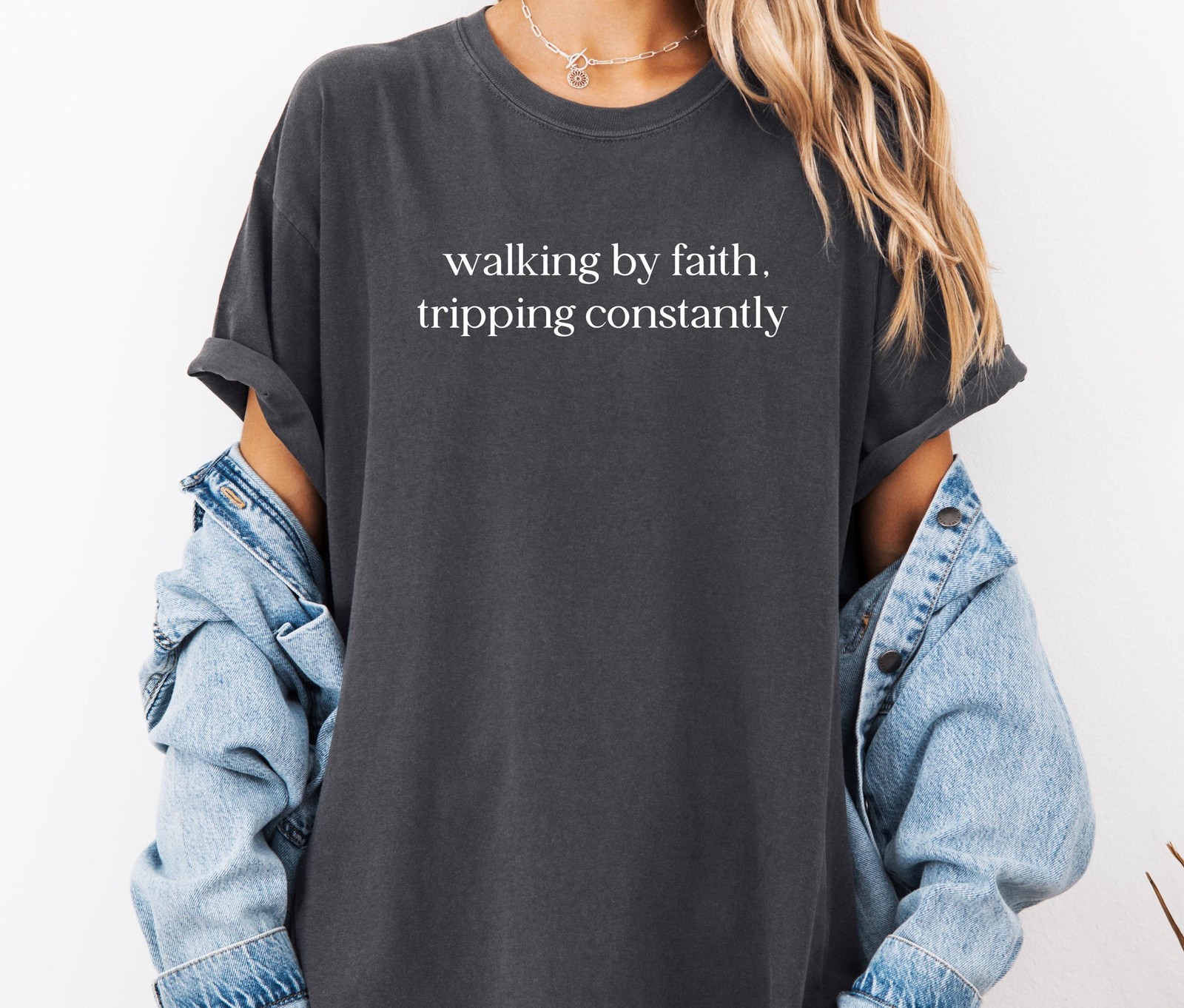 Walking By Faith Tripping Constantly Comfort Colors T-shirt, Christian Bible gallery