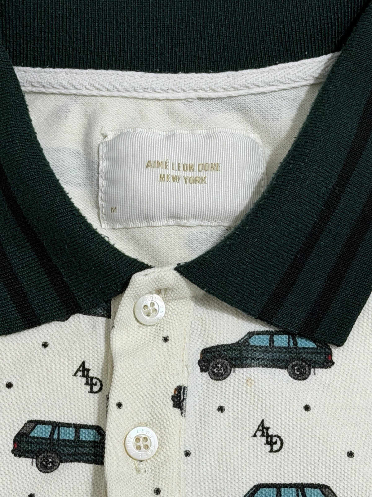 RARE AIME LEON DORE ALD RANGE ROVER CAR PIQUE POLO WHITE/GREEN SZ M UNISPHERE gallery