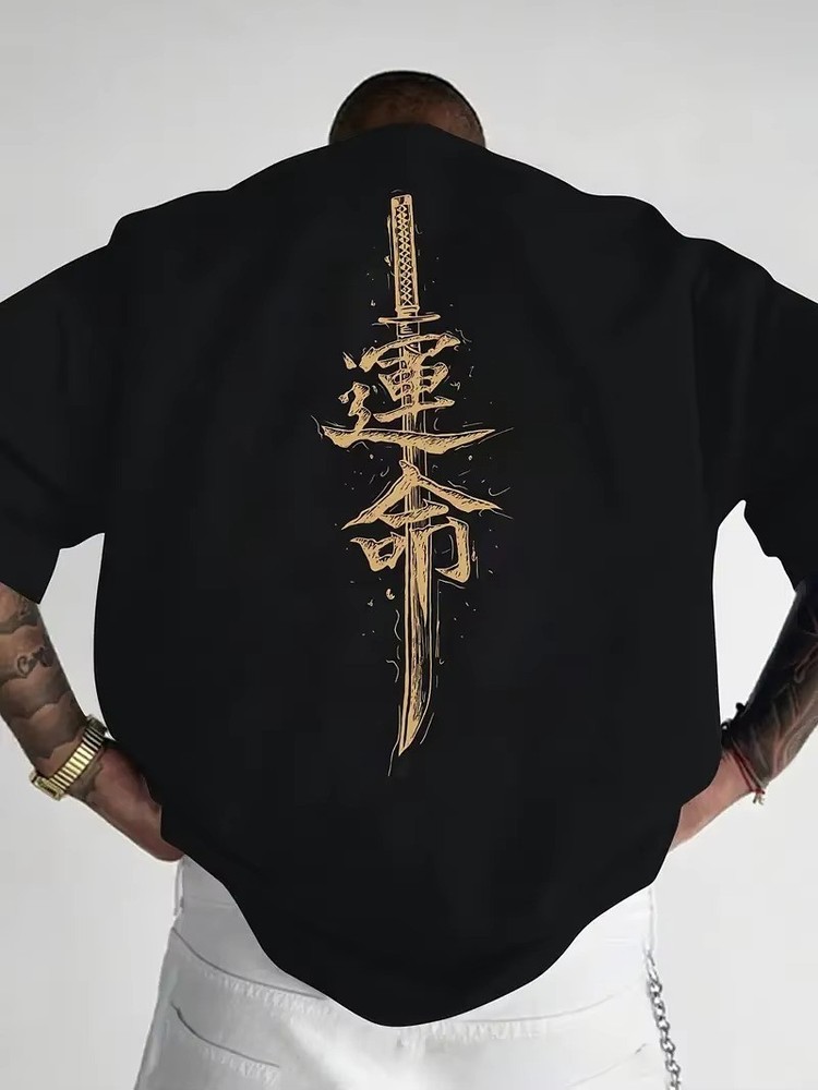 Japanese Warrior Graphic Tee for Men