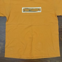 Vintage 90s Nike Silver Tag Orange Center Swoosh Graphic Skater T-Shirt Size M