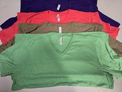 Bella+Canvas Unisex Triblend(3), Short Sleeve V-Neck Tee, Lot of 4, 2XL-NEW