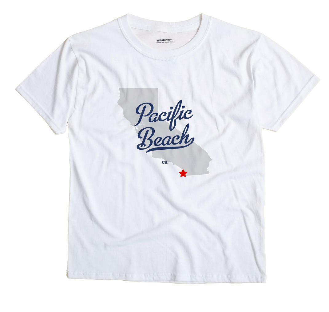 Pacific Beach California CA Calif T-Shirt San Diego MAP