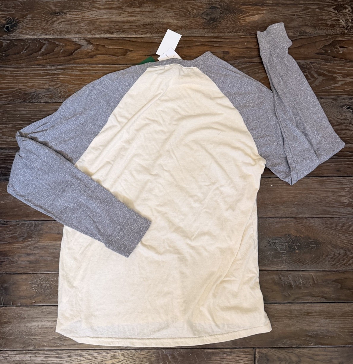 Threads 4 Thought Bobby Raglan Colorblock Mens Large Long Sleeve Tee Gray Beige gallery