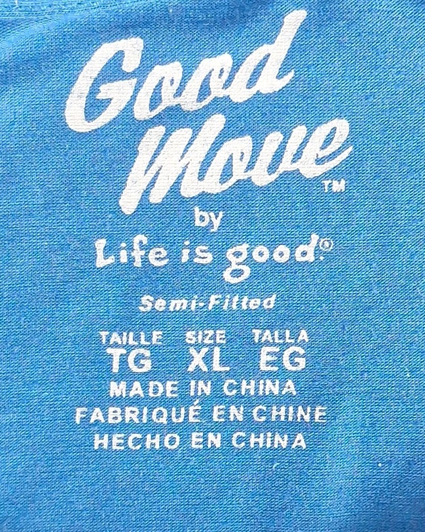 Life Is Good Good Move Mens XL Semi Fitted Blue T Shirt Triathlon Triathlete gallery
