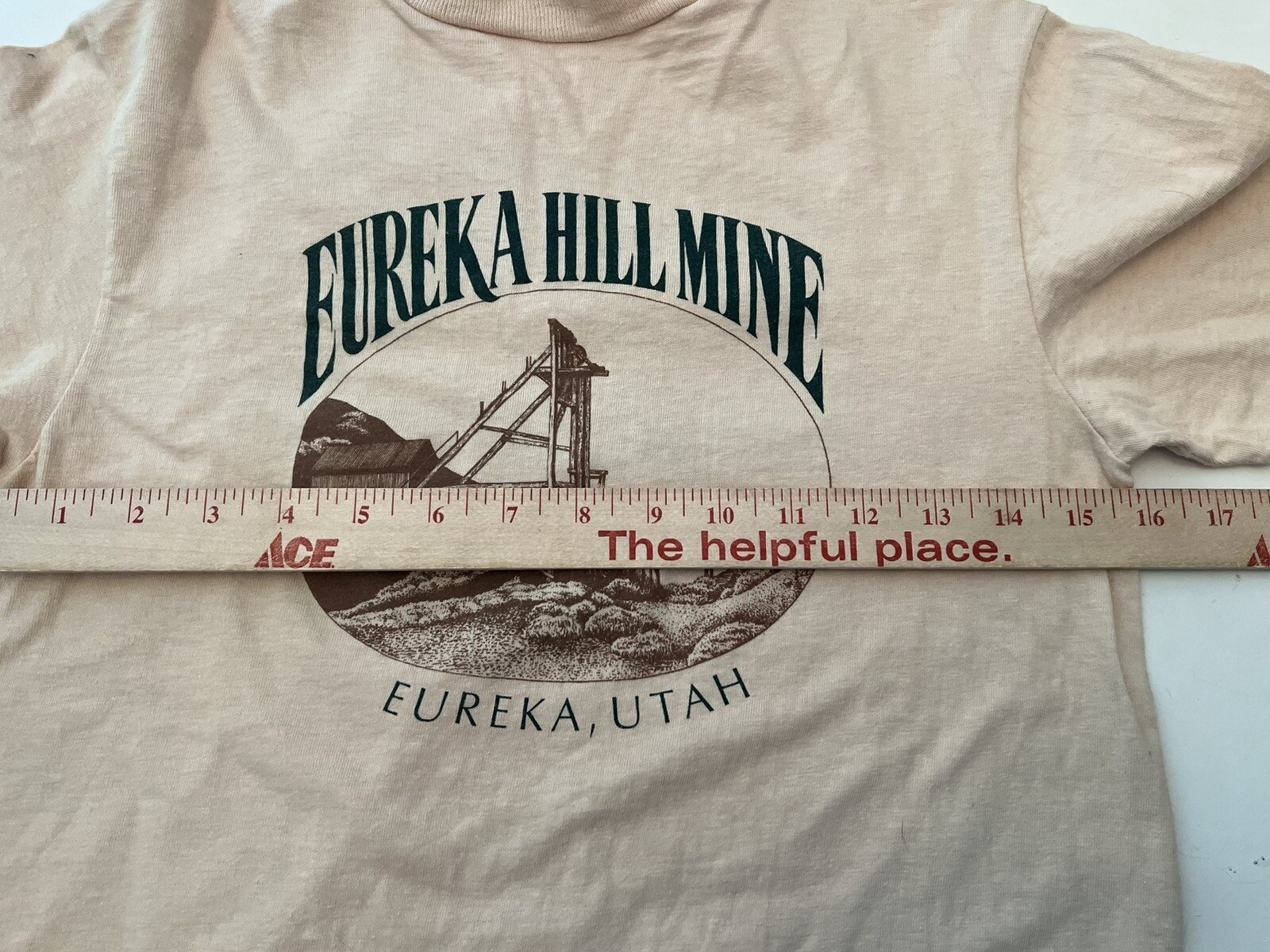 Vintage Eureka Utah T-Shirt Size 34-36 Cotton Made in USA Tan Tintic Historical gallery