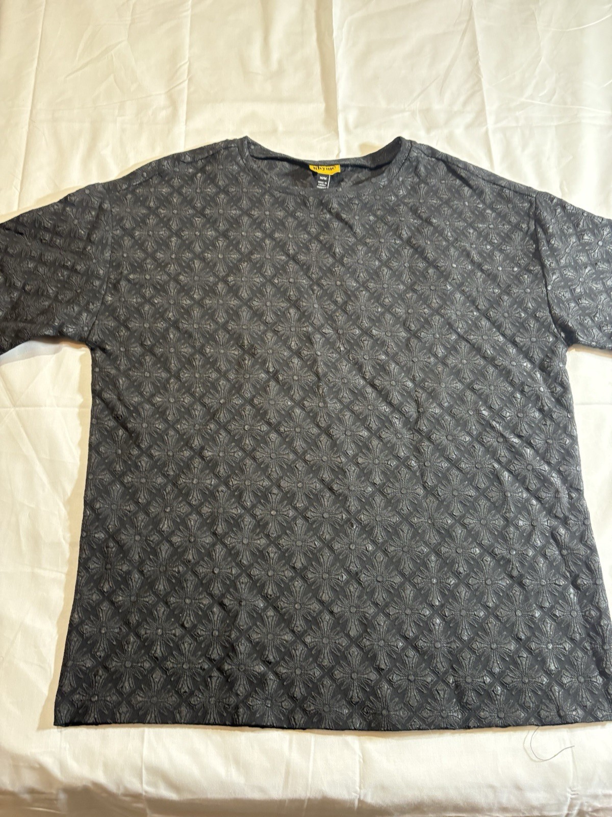Rhyme Men's Gray Geometric Crew Neck Short Sleeve T-Shirt, Size M Regular gallery