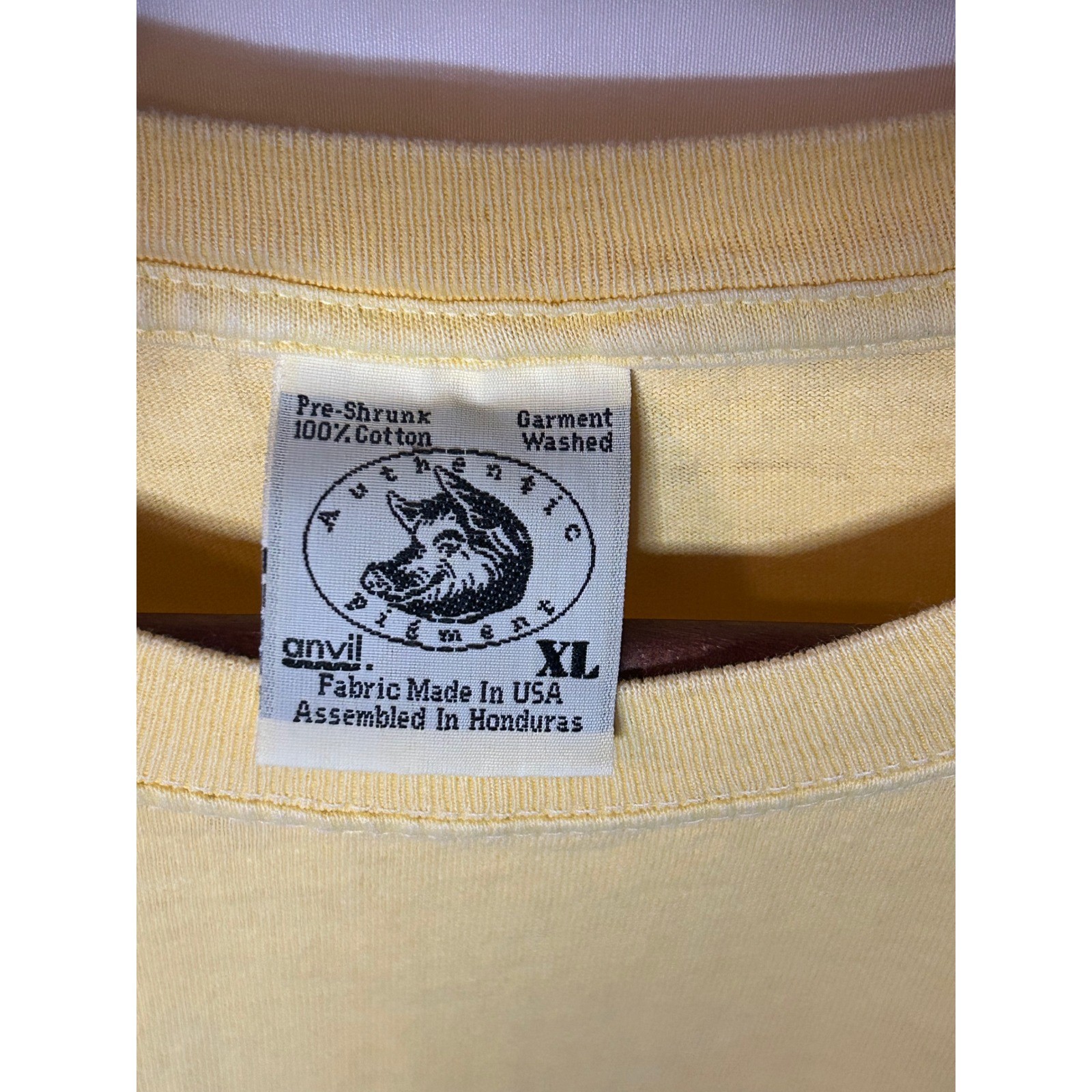 Anvil Authentic Element Garment Washed T Shirt Mens XL Yellow Cotton Pre Shrunk gallery