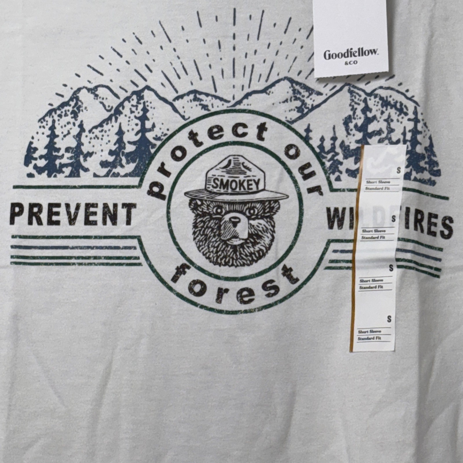 New Goodfellow Men's Short Sleeves Prevent Forest Fires Smokey the bear Size S gallery