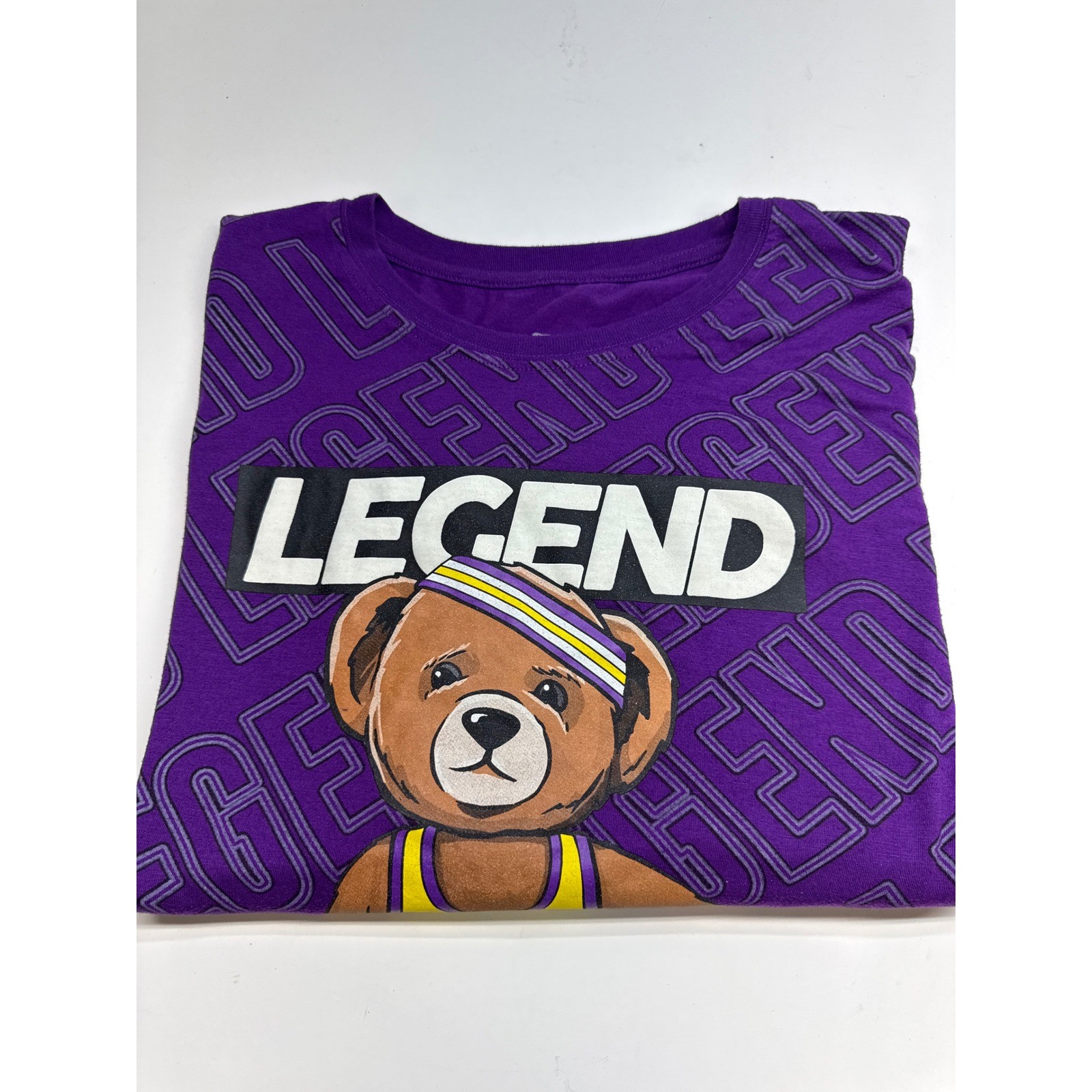 BaileyApparel Mens XL Legend 24 Basketball KobyTeddy Bear Graphic T-Shirt Purple gallery