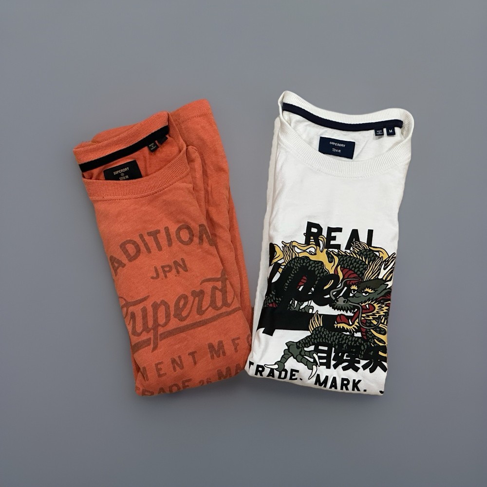 Two Superdry Japanese Graphic Men’s T-Shirts (Size: M)