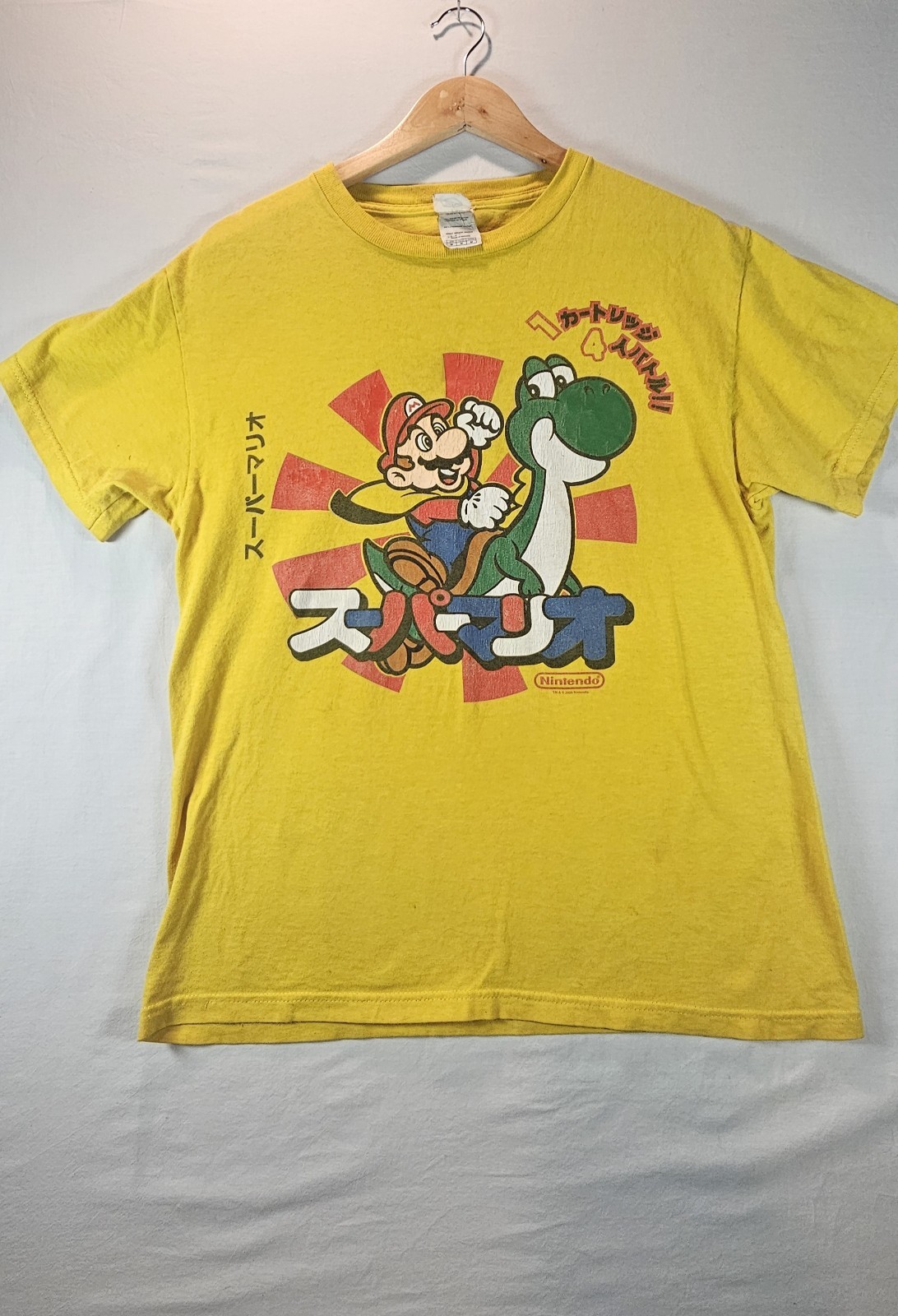 Rare Vintage NINTENDO Mario Yoshi Japanese 2009 T Shirt 2000s Video Games Yellow