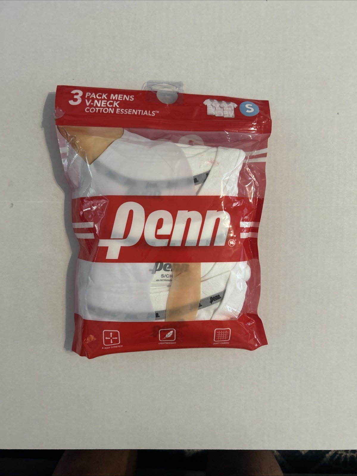 Penn V Neck T-Shirts 3 Pack Mens S Short Sleeve Classic Fit White Brand New