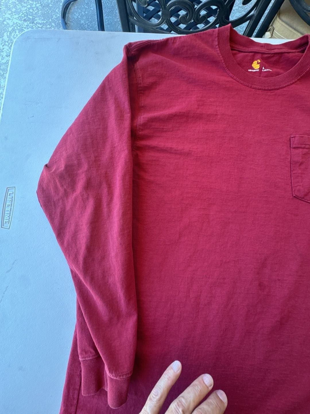 Carhartt Men's K126 Loose Fit Heavyweight Long Sleeve Pocket T-Shirt Red gallery