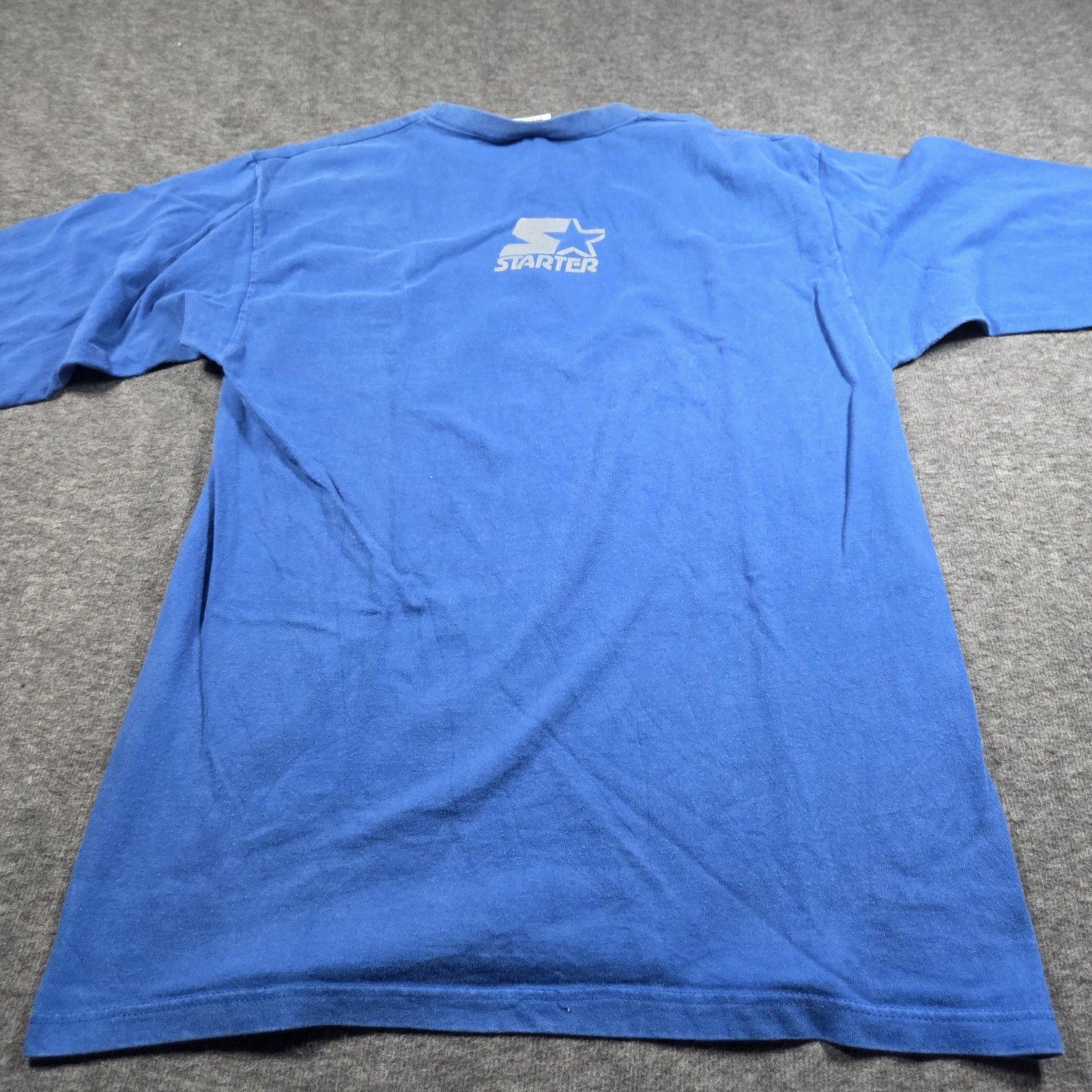 Vintage Starter Shirt Mens Medium Blue Long Sleeve Sports Graphic Made USA gallery