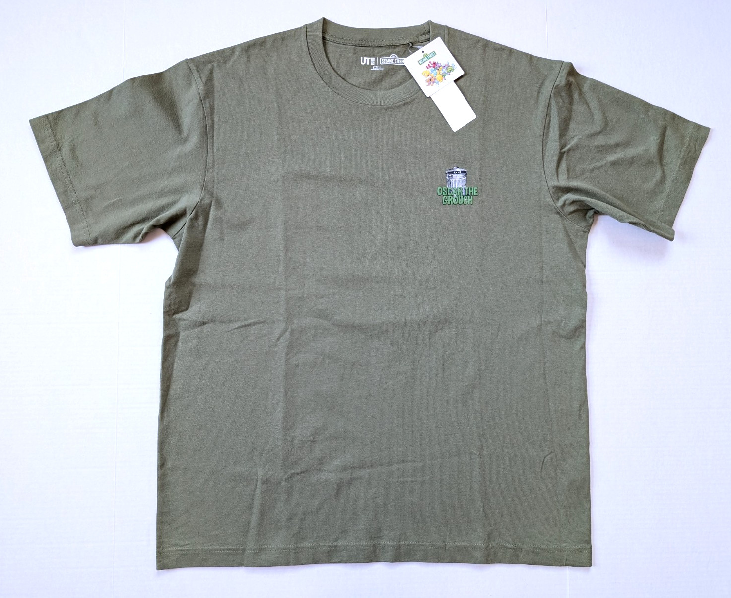 Sesame Street x Uniqlo Shirt Mens Large Oscar the Grouch Green UT