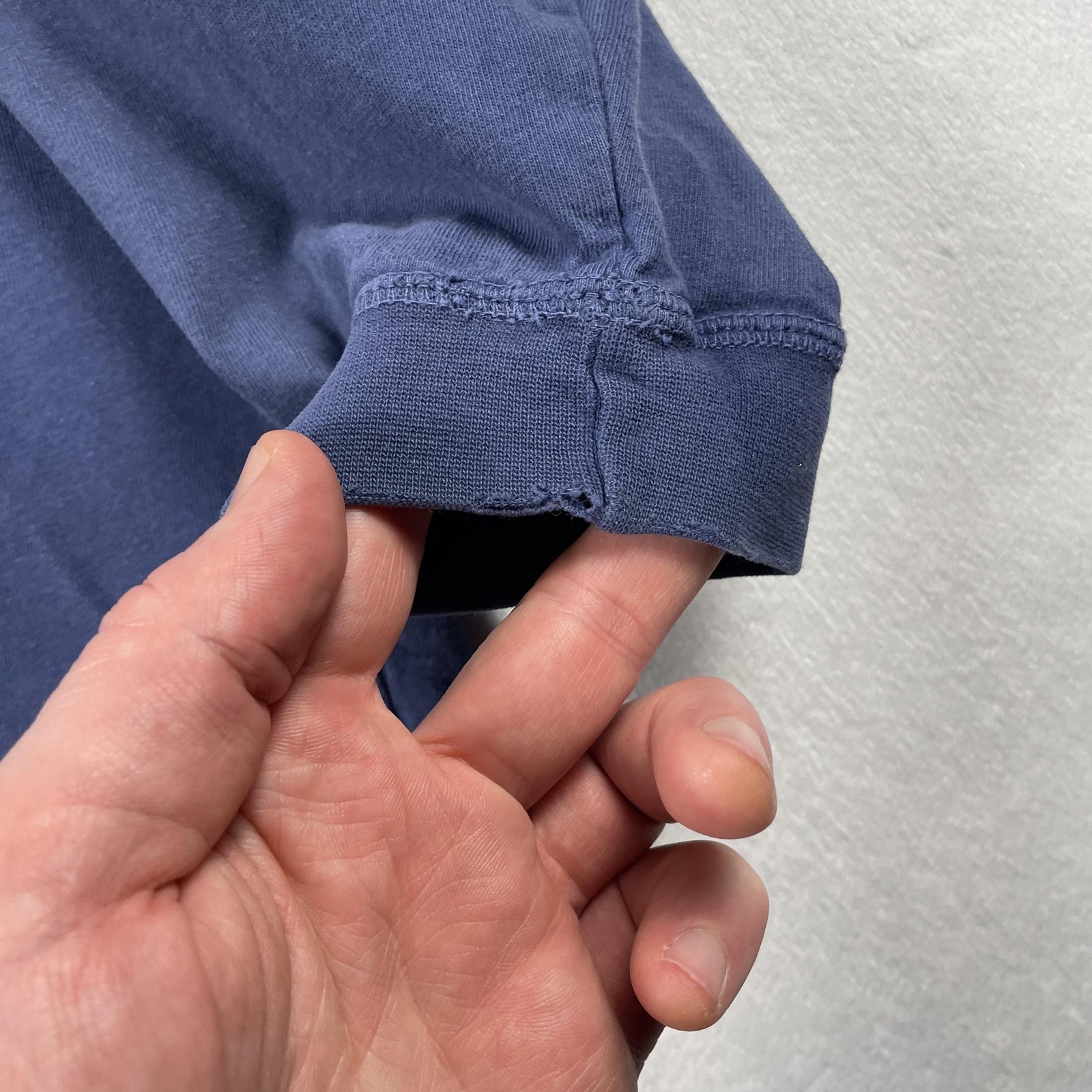 Vtg 90s Levis Shirt Mens M Blue Henley Long Sleeve Cotton Logo Patch Distressed gallery