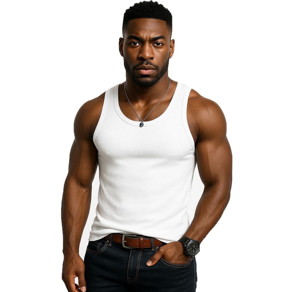 1 3 6 Packs Men 100% Cotton Ribbed Tank Top A-Shirt Wife Beater Undershirts Lot gallery